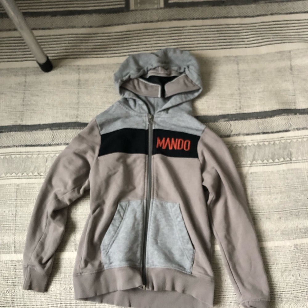 Gray and Tan Mandalorian Star wars Zip up Hoodie
